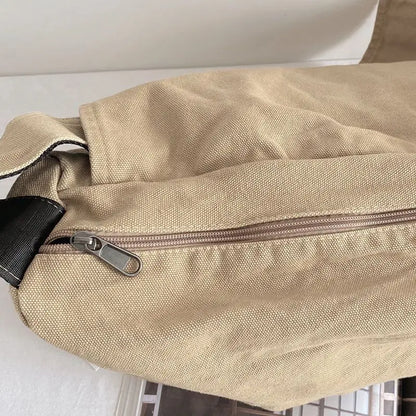 Canvas Bag for Female College Students Class Crossbody Postman Large Capacity Fashion Shoulder Bags