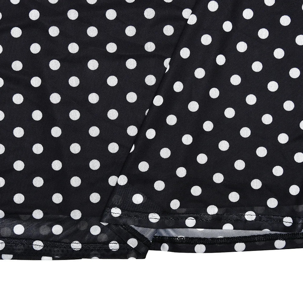 Personalized Design Diagonal Neck Off-the-shoulder Polka Dot Dress Female Sexy Slim Mesh See-through Backless Dress
