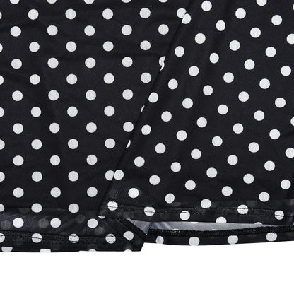 Personalized Design Diagonal Neck Off-the-shoulder Polka Dot Dress Female Sexy Slim Mesh See-through Backless Dress