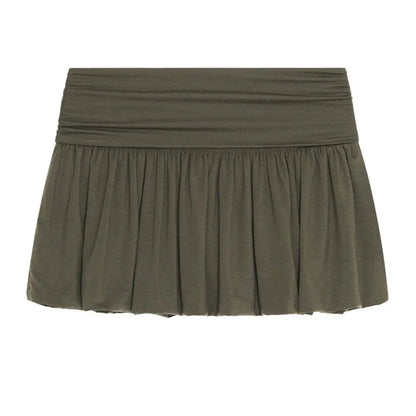 Spring Summer Spicy Girl Style Foldable Waist Pleated Skirts Niche Design Short Skirt