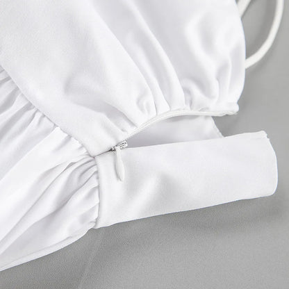 Spring and summer casual white versatile sexy suspender V-neck fashionable dress slim commuting short skirt for women
