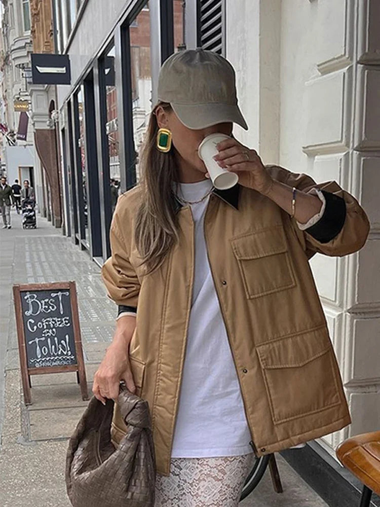 Classic Vintage Women's Jacket Splicing Leather Lapel Neck Jackets New Autumn Winter Fashion Women Coat Casual Ladies Outerwear