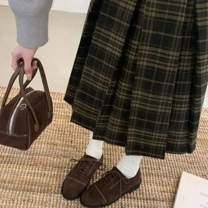 Leather Women's Shoes Round Toe Autumn Loafers With Fur Oxfords Female Footwear Modis Genuine Leather New Fall Slip-on Dress Ret