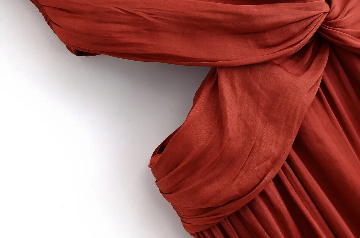 Summer new women's fashion versatile high-end simple round neck sleeveless party silk textured mid-length dress