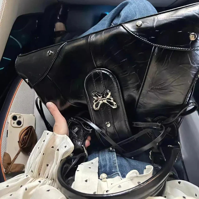 Pu Leather Sweet Cool Y2k Aesthetic Shoulder Bags Office Lady Vintage All Match Underarm Bag New Fashion Casual Women's Handbags