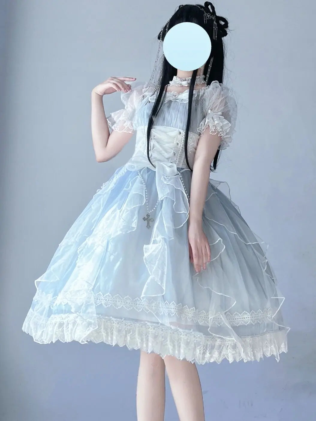 NEW Original Gorgeous Tea party Lolita OP short-sleeved dress Lolita Princess Dress Elegant Fairy maiden lace dress