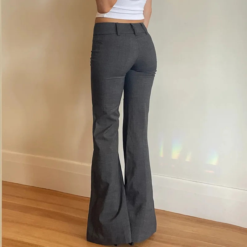 Sophisticated Pants Textured Pleated Low-Waist Pants Figure-Flattering Tailored Woven Pants Curve Enhancing Long Trousers