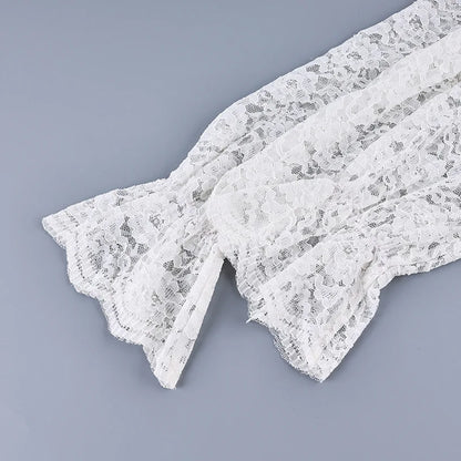 New lace see through double-layer ruffle collar shirt with stylish and stylish design
