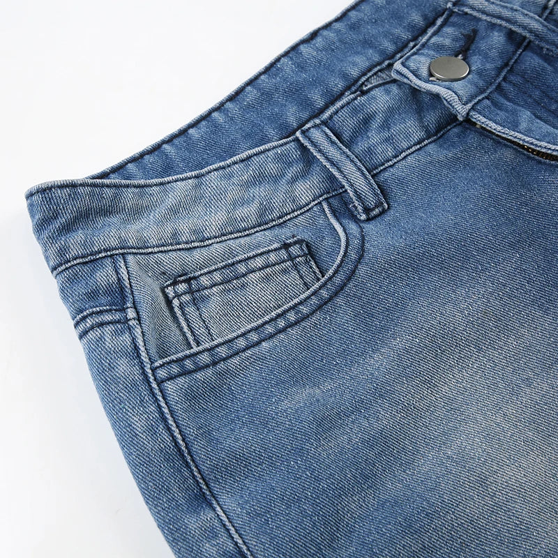 Casual Washed Stright Leg Denim Trousers Fashion Long Jeans Lady Basic Low Rise Daily Bottoms Street Style Capris New