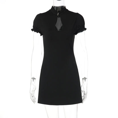Club Dress for Women Spring New Sexy Slimming Low Cut Short Sleeve Party Dress