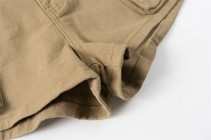 Vintage Women's Denim Shorts Hight Waisted Pockets Khaki Y2k Casual Jeans Cargo Pants Gothic Black Short Jeans Summer New
