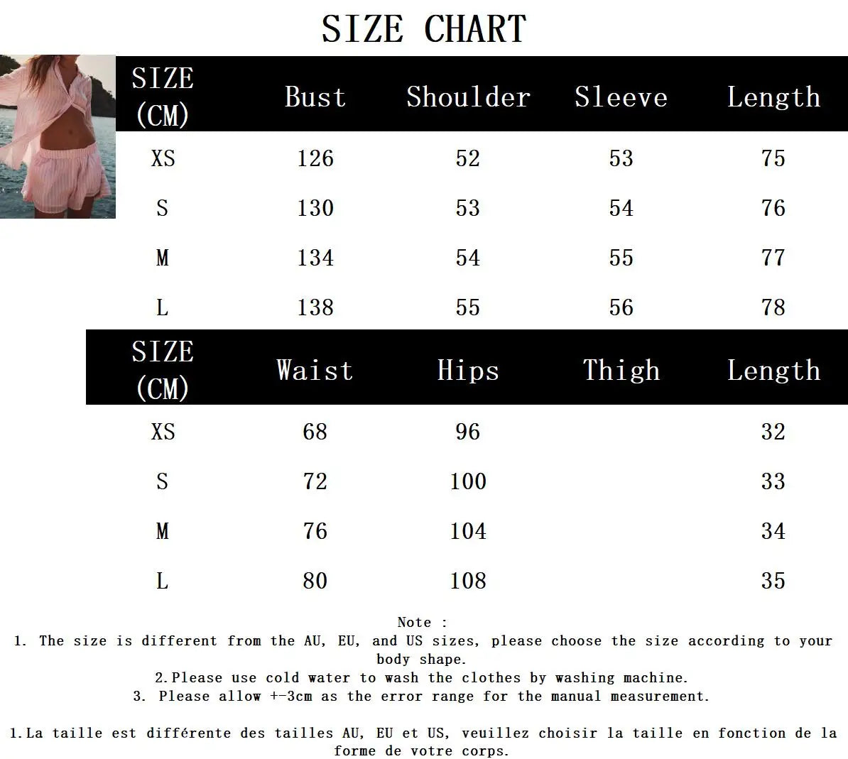 Summer Pink Striped Suits For Women 2024 New Single Breasted Long Sleeve Simple Shirt+Shorts Sets Casual Fashion Two-piece Set