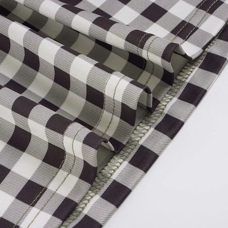 Elegant Women A Line Short Dress Fashion O Neck Plaid Print Sleeveless Tie Waist French Retro Casual Summer Mini Dress