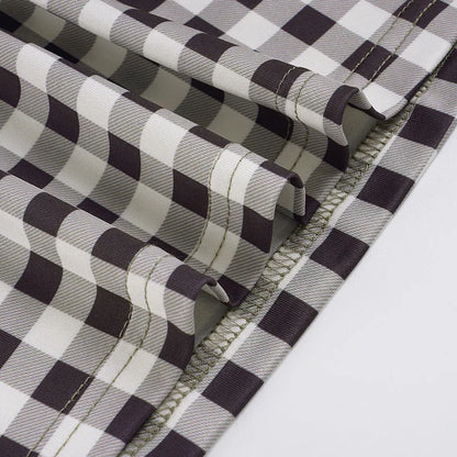 Elegant Women A Line Short Dress Fashion O Neck Plaid Print Sleeveless Tie Waist French Retro Casual Summer Mini Dress