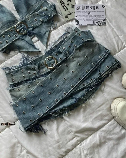 Y2K Knitted Splicing Short Skirt Two Piece Set Women Knitted Long Sleeved Sweater Cute Bow Mini Pleated Skirt Autumn Winter Suit