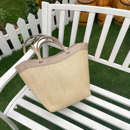 Summer Large Capacity Tote Bag Women Shoulder Bag Handmade Woven Bag Fresh Rural Handheld Grass Woven Women Bag