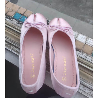 Spring Fashion Round Tabi Toe Handmade Flats Women Design Ballet Ladies Comfortable Shoes Zapatos De Mujer