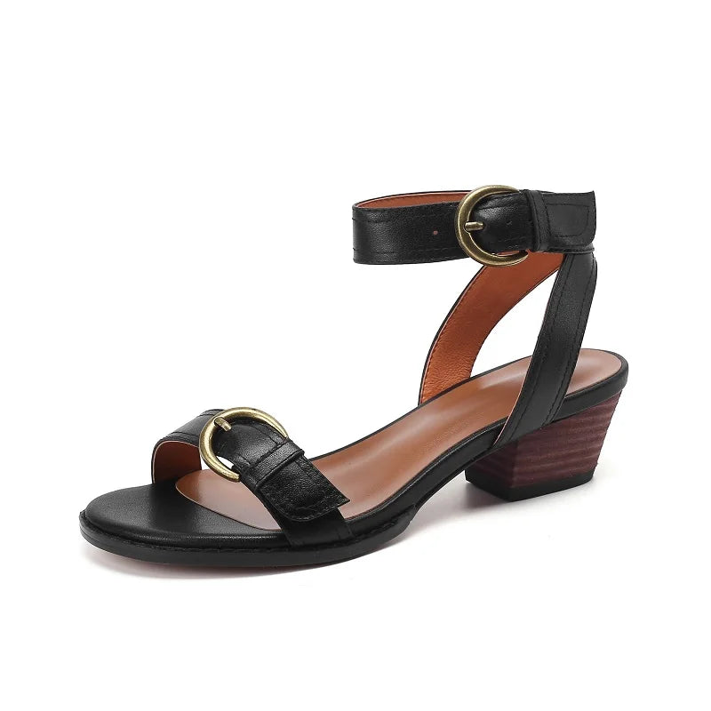 Summer Sandals Basic Retro Sandals Buckle Strap Womens Pumps Sheepskin Ladies Shoes Spring Autumn Gladiator Sandal Roman Style