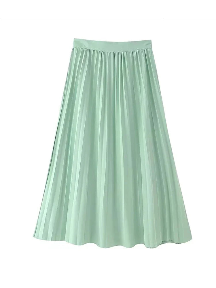 Casual Solid Women Skirt Suits Notched Collar Single Breasted Top A-line Draped Long Skirts 2024 Summer New Fashion Female Sets