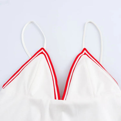 Women New Sweet Fashion Back Zipper Short Sling Dress Female Spring Casual Fold V-Neck Sleeveless Backless Solid Dress