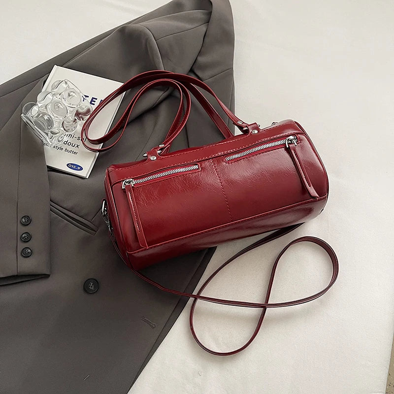 Punk Wind Motorcycle Bag Lady Versatile Pillow Handbag Large Capacity Shoulder Bag Multi Pocket Zipper Underarm Crossbody Bag