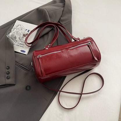 Punk Wind Motorcycle Bag Lady Versatile Pillow Handbag Large Capacity Shoulder Bag Multi Pocket Zipper Underarm Crossbody Bag
