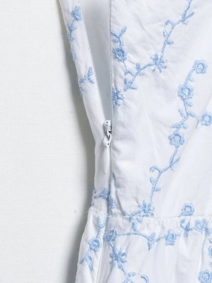 Summer Elegant Embroidery Sling Mini Dress For Women Holiday Sleeveless Backless V-Neck Pocket Side Zipper Causal Dresses