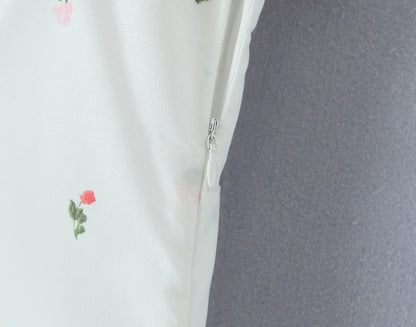 Flower Print Patchwork White Sling Elegant Dress Women Lace Up Bandage Back A-line Summer Dresses Chic Lady Holiday Robe 2025