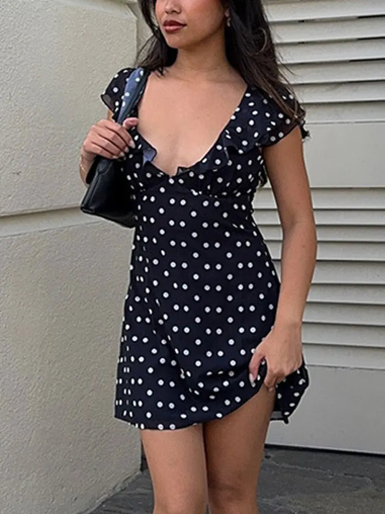 Sexy Mesh Patchwork Mini Dress Female Sleeveless V-Neck Contrast High Waist Slim Party Dress For Women Summer Y2k Dress