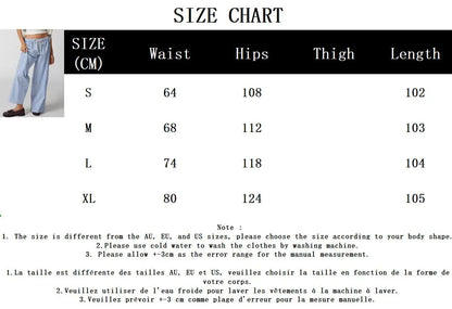 Summer Striped Casual Pants Women 2024 New Rise Low Waist Chic Drawstring Trouser Simple Fashion Wide Leg Pant Female Bottom