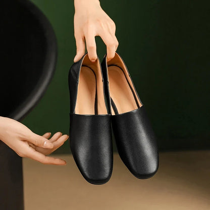 Woman Flats Cow Leather Basic StyleRound Toe Ballet Shoes Slip On Woman Soft Flats Spring Autumn Casual Loafers