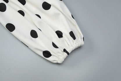 Spring Autumn Polka Dot Print Mini Dress Women Elegant Deep V Neck Flare Sleeve Slim High Waist A Line Short Party Dresses