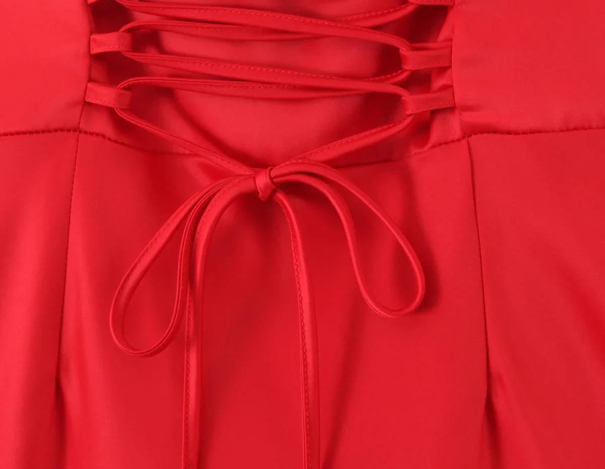 Sexy Sling Long Fishtail Dress For Women Lace Up Back Bodycon Club Elegant Evening Party Dresses