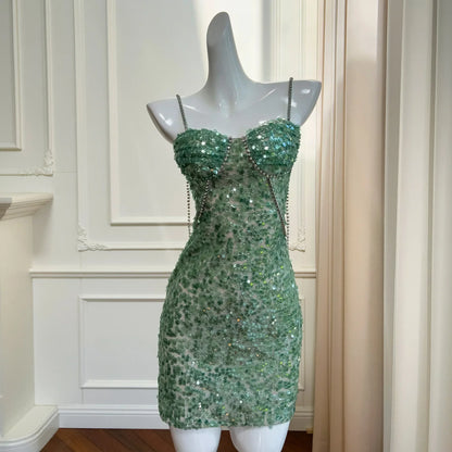Hips and sequins birthday party dress new slim-fitting suspender dress sexy cocktail dance dress  evening dresses
