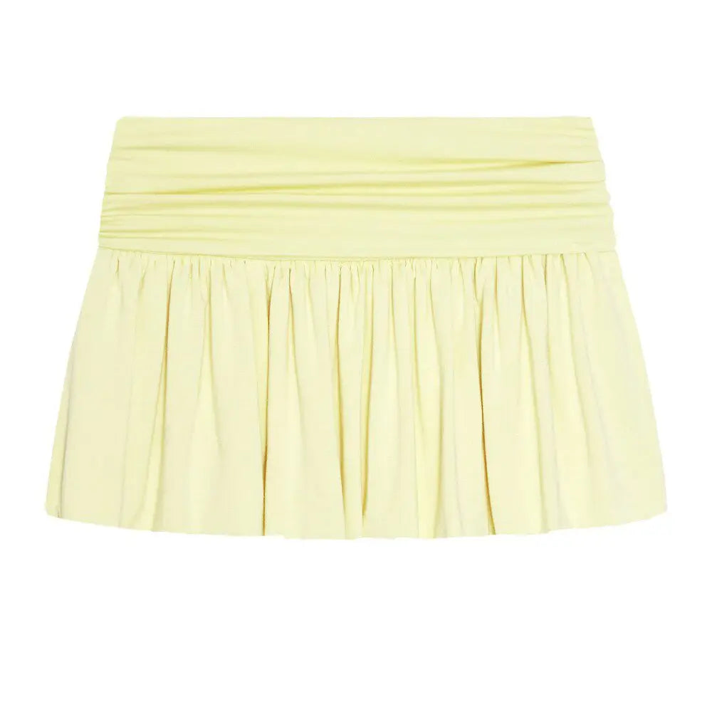Spring Summer Spicy Girl Style Foldable Waist Pleated Skirts Niche Design Short Skirt