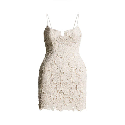 Chic Flower Suspender Short Women's Dress With Backless Slim A-line Dresses 2025 Summer Street Holiday Ladies' Short Robe