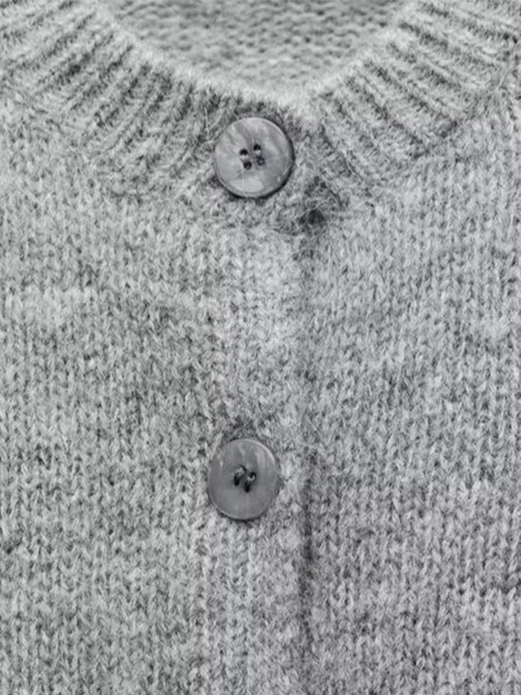 Casual O-neck Knitted Cardigan Women Autumn Winter Slim Short Buttons Coat Female Elastic Waist Solid Sweater Lady Soft Basic