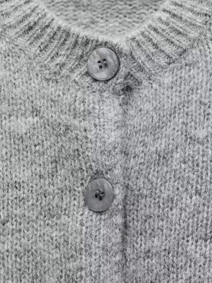 Casual O-neck Knitted Cardigan Women Autumn Winter Slim Short Buttons Coat Female Elastic Waist Solid Sweater Lady Soft Basic