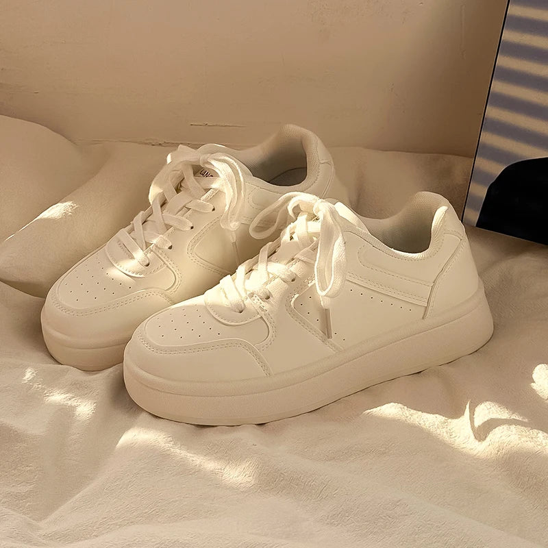 Round Toe Casual Woman Shoe Wedge Basket 2024 All-Match Autumn Clogs Platform Sports Small New Fall Creepers Leisure Women Shoes