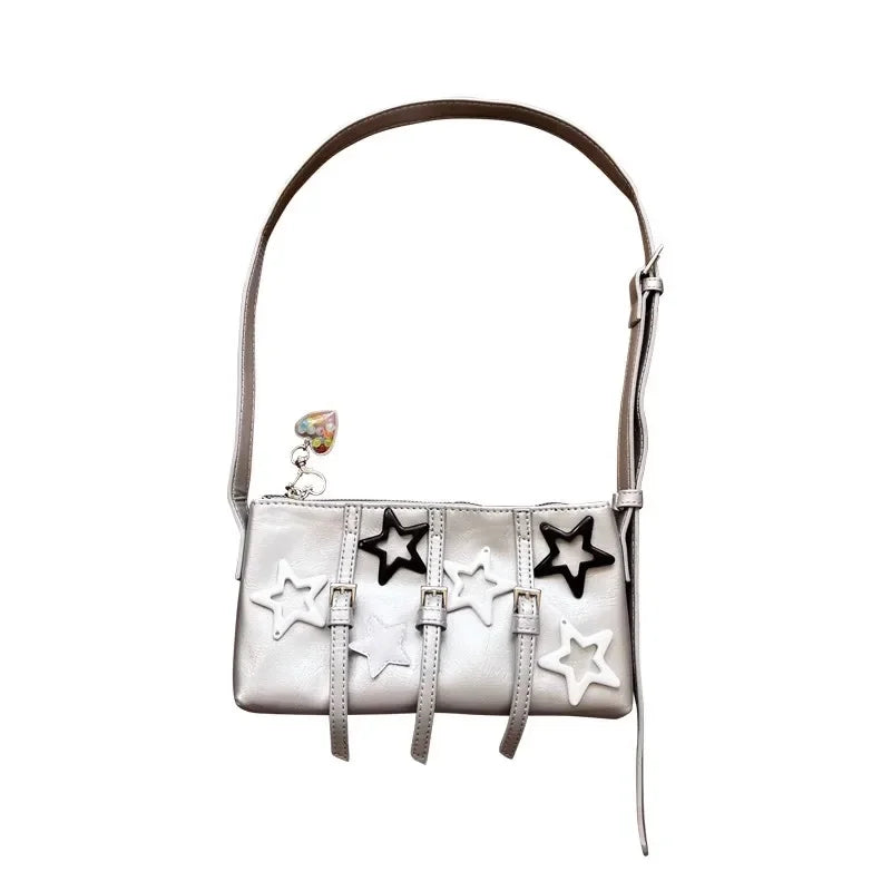 Personality Star Design Sweet Handbags Women Y2k Aesthetic Streetwear Women's Shoulder Bags Trendy Vintage Korean Underarm Bag