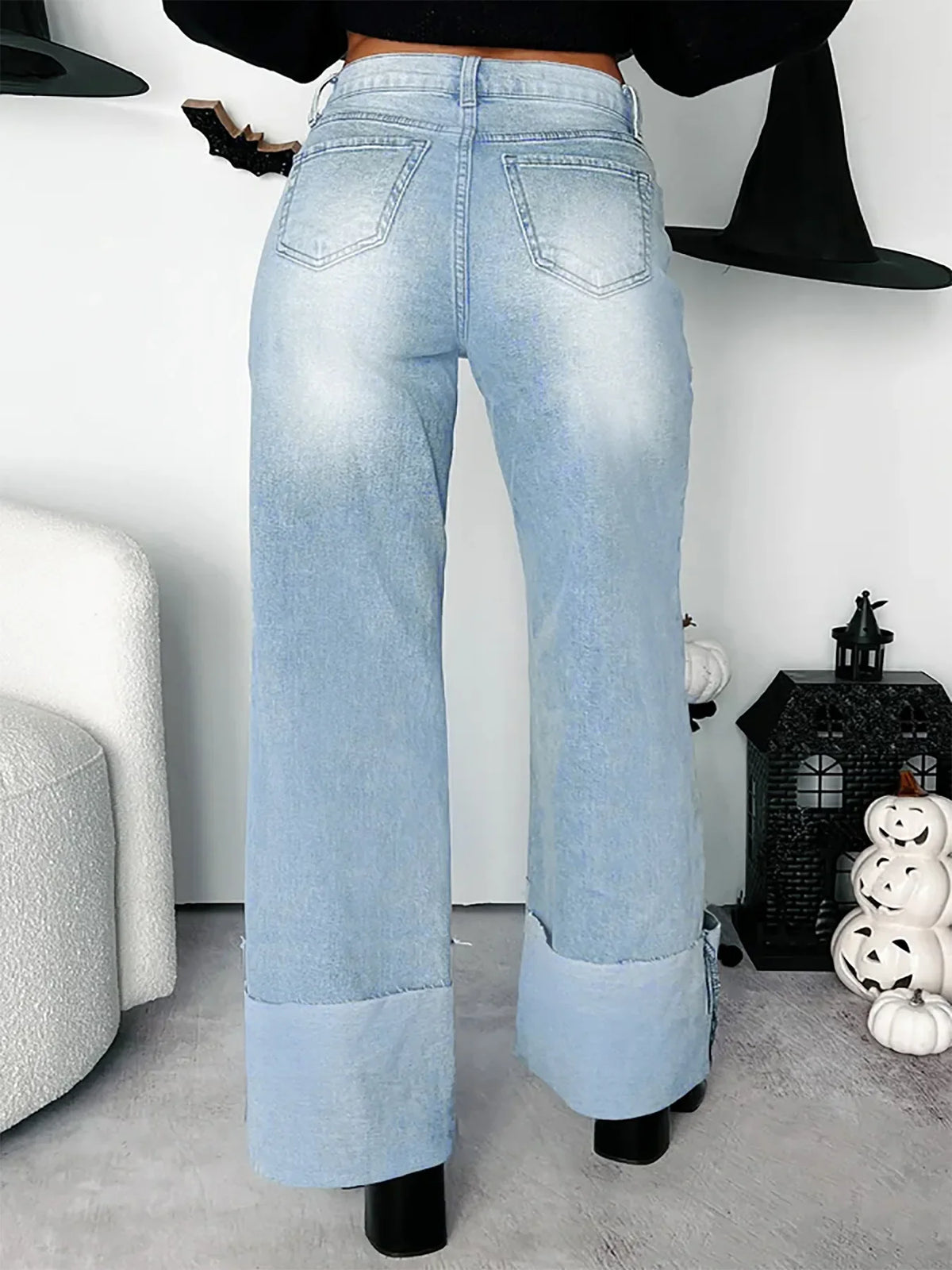 Autumn and Winter New Women's Retro High Waist Heavy Duty Straight Tube Micro Elastic Cowboy Pants