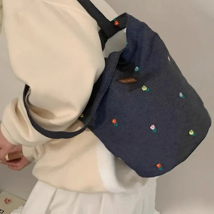 Patchwork Plaid All Match Jeans Bag Trendy Fashion Y2k Aesthetic Underarm Bag Casual Office Lady Shoulder Handbags Women Korean