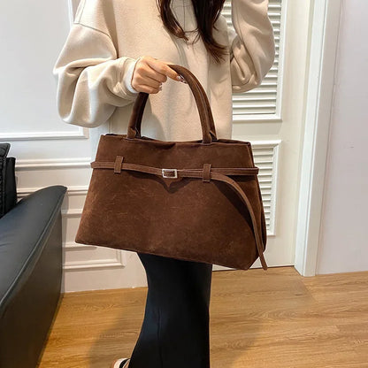 New Retro Suede Suede Handbag Internet Celebrity Same Design Tote Bag Fashion Versatile Shoulder Bag High Beauty Wrist Bags