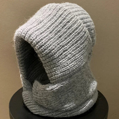 Knitted Beanies Cap For Men&Women Winter Warm Unisex Hooded Hat Neck Collar Scarf Cap Ski Beanie Cold Hats Balaclava Caps Bonnet