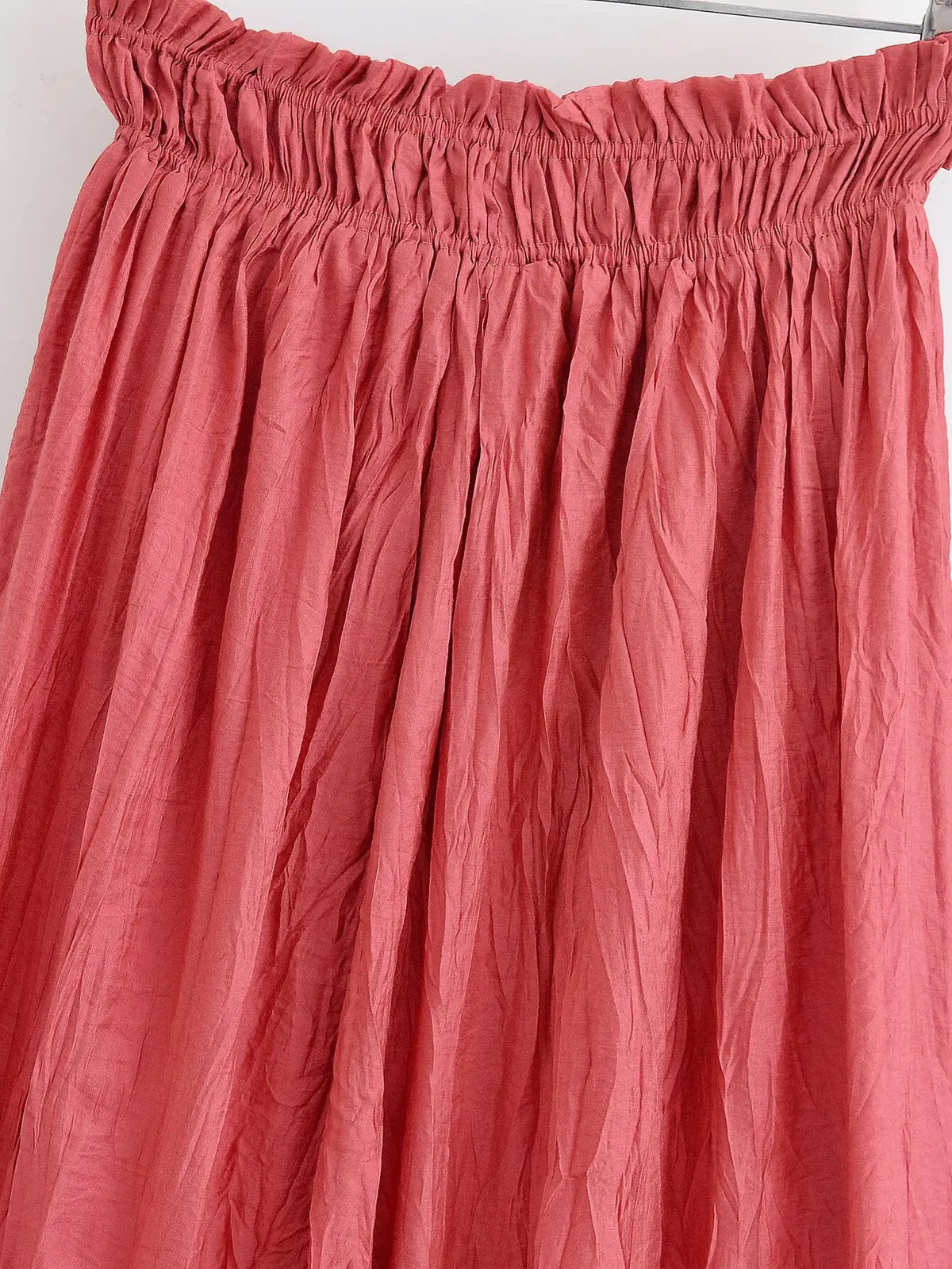Casual Style Wrinkle Shirt Women's Top+high Waist Long Skirt Women Set 2pcs Fashion Boho Beach Spring Summer Outfits