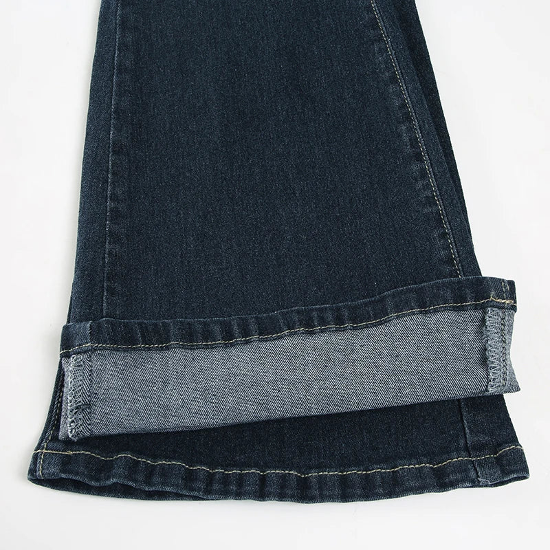 Women Low Waisted Flare Jeans Y2K Streetwear Vintage Casual Fashion Denim Trousers Spring Basic Slim Pants Outfits