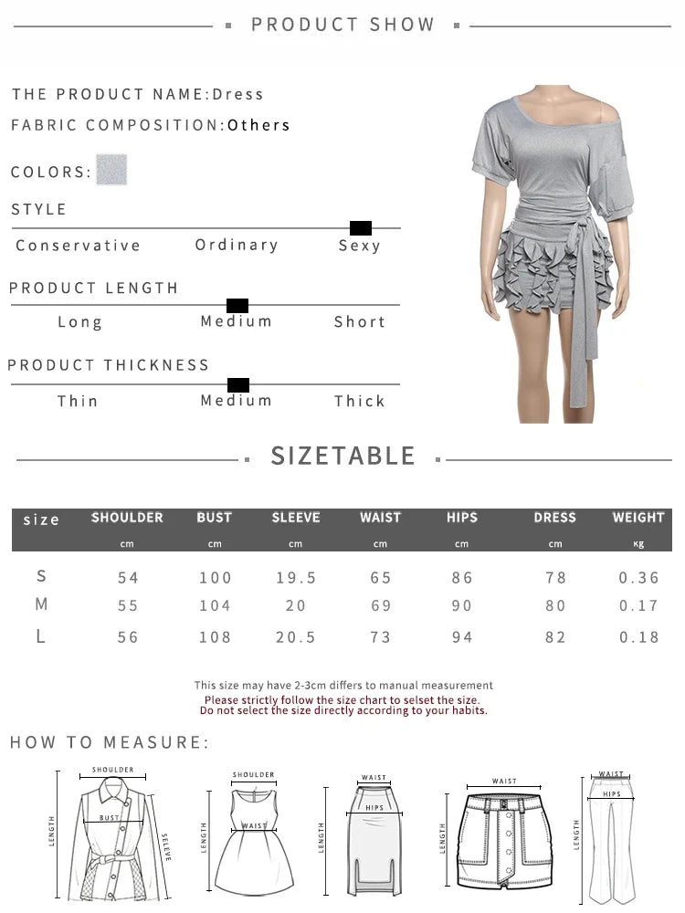 Off Shoulder Ruched Tassel Mini Dress Women Y2K Solid Style Skew Collar Short Sleeve Street Fashion Elegant Daily Outfits