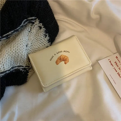 Cute Bread Wallets for Women Ins Korean Style Fashion Simple Designer Card Wallet Square Leather Original Aesthetic Bags