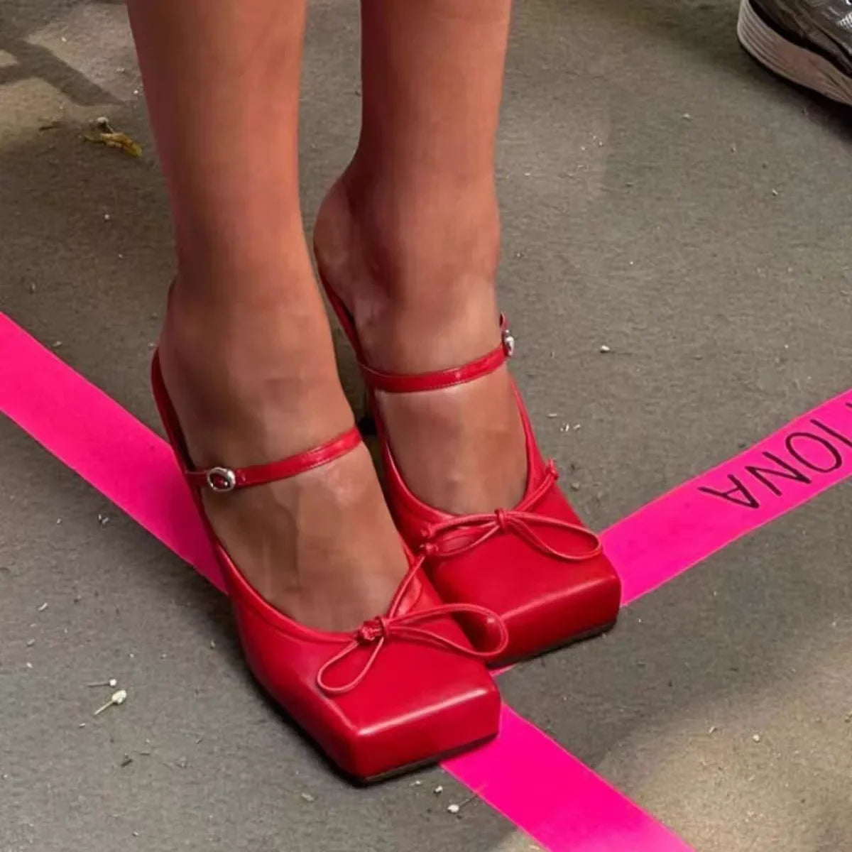Elegant Sexy New Cherry Red Pink White Wedding High Heels Bow Ballet Sandals Women Heels Pumps Mary Jane Shoes