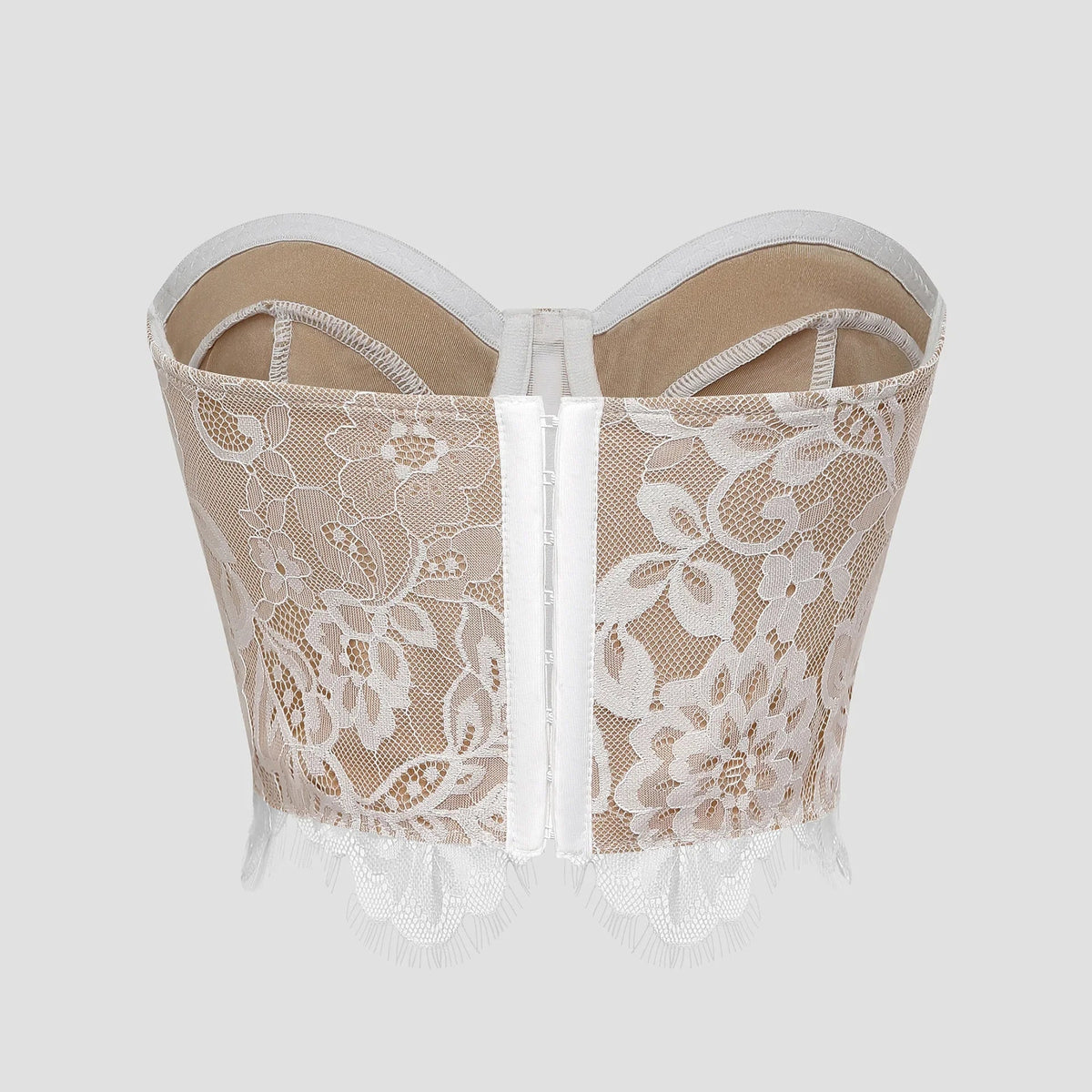 Sexy French Printed Corset Lace Steel Ring Fishbone Rib Ribbed Plunge Bra